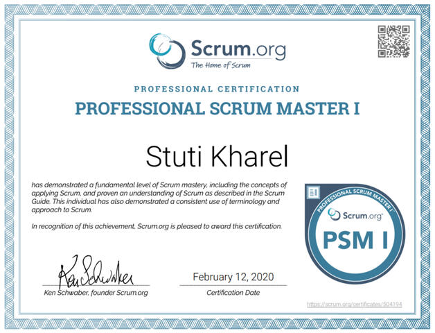 Certified Professional Scrum Master I